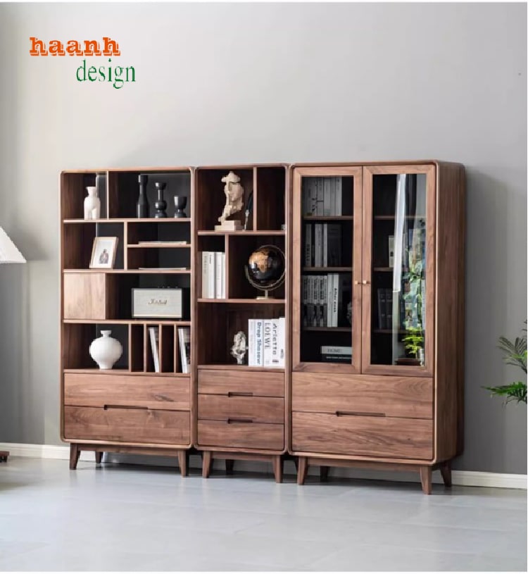 tủ sách gỗ óc chó