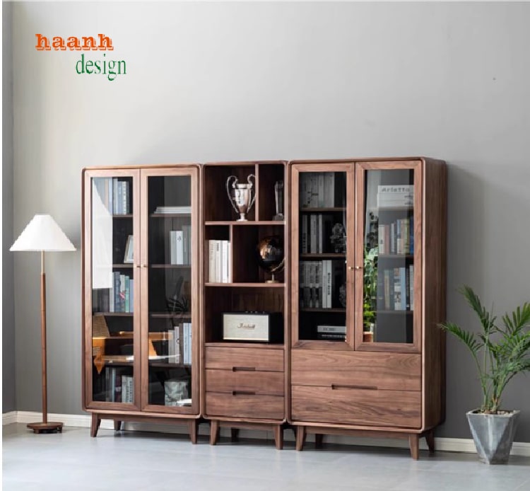 tủ sách gỗ óc chó