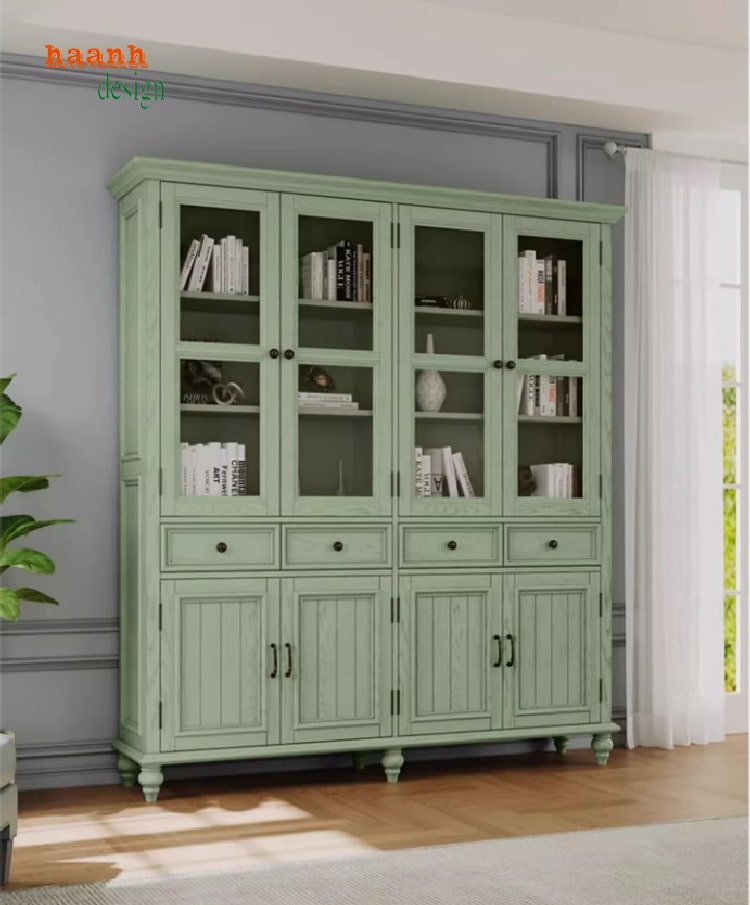 tủ sách gỗ sồi tự nhiên