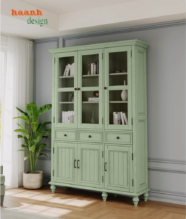 tủ sách gỗ sồi tự nhiên