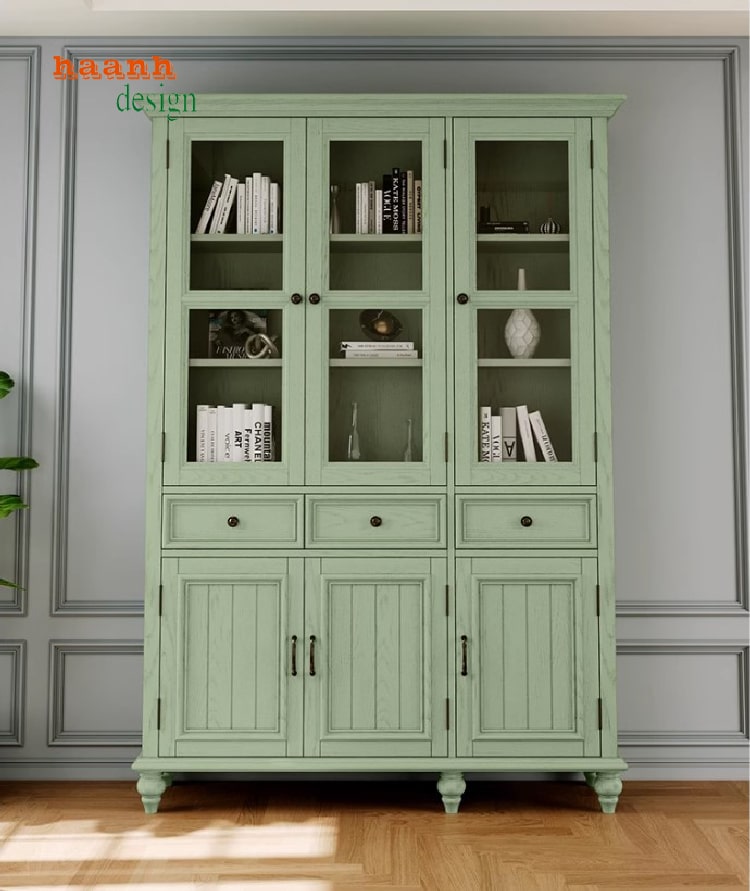 tủ sách gỗ sồi tự nhiên