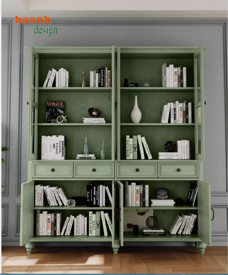 tủ sách gỗ sồi tự nhiên