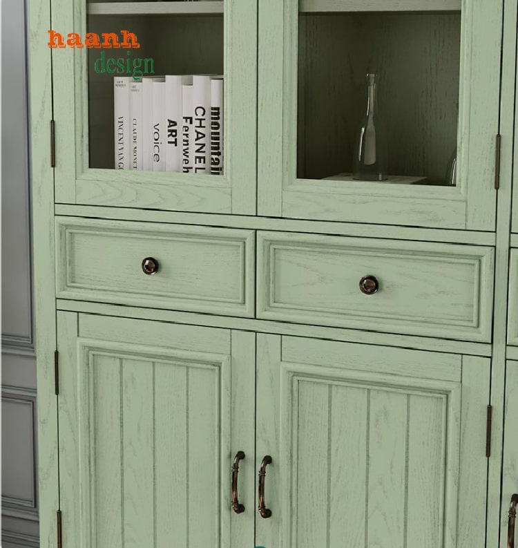 tủ sách gỗ sồi tự nhiên