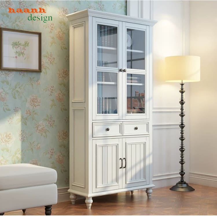 kệ tủ sách đẹp gỗ sồi tự nhiên veneer cao cấp