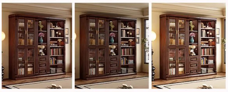 mẫu tủ sách gỗ đẹp phong cách tân cổ điển châu Âu