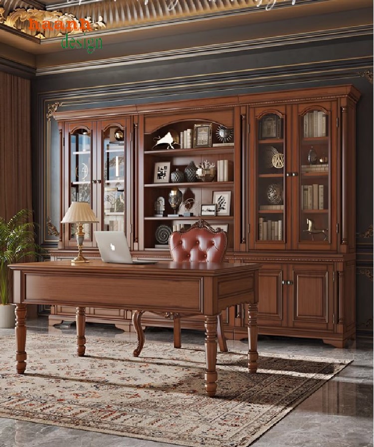 Tủ sách tân cổ điển gỗ sồi - Nét đẹp cho không gian sống-TST 006