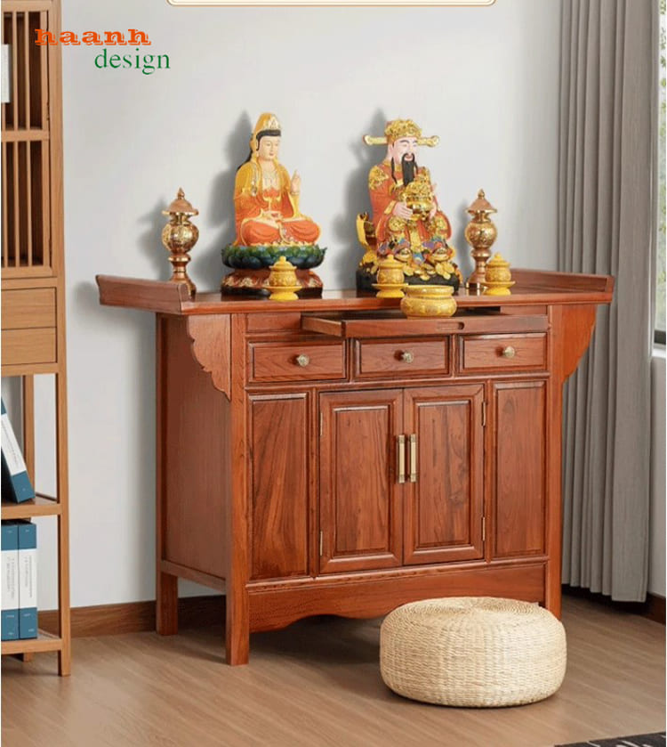 tủ thờ gỗ đẹp bằng gỗ gõ đỏ tự nhiên Nam Phi