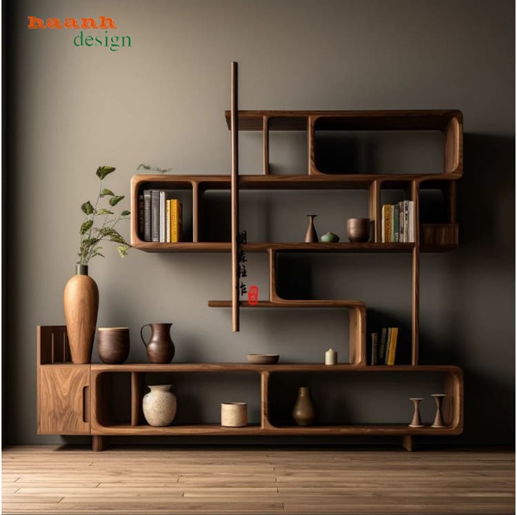 Kệ trang trí đẹp gỗ óc chó Bắc Mỹ cao cấp
