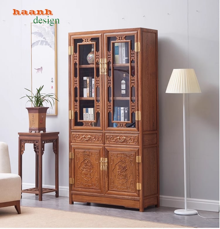 Tủ Trang Trí Phòng Khách Bằng Gỗ Tự Nhiên