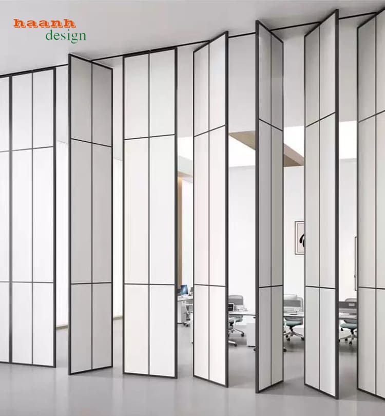 VNV 005 - phương án màu trắng Hệ vách VNV 005 màu trắng với nhiều cánh mở