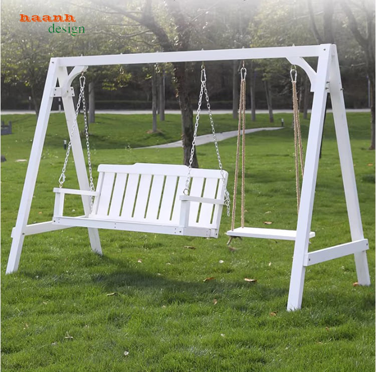 mẫu xích đu đẹp gỗ teak ngoài trời