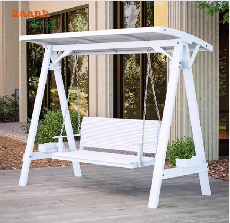 Mẫu xích đu đẹp gỗ Teak phủ sơn PU chống UV