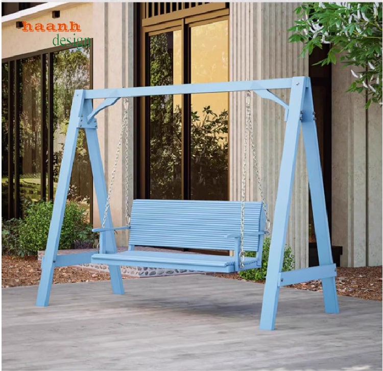 Mẫu xích đu đẹp có mái che bằng gỗ Teak