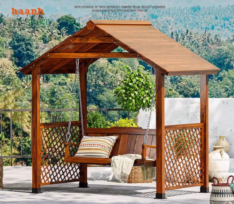 Xích đu gỗ ngoài trời Thế giới của sự thoải mái và thư giãn-GNT 010