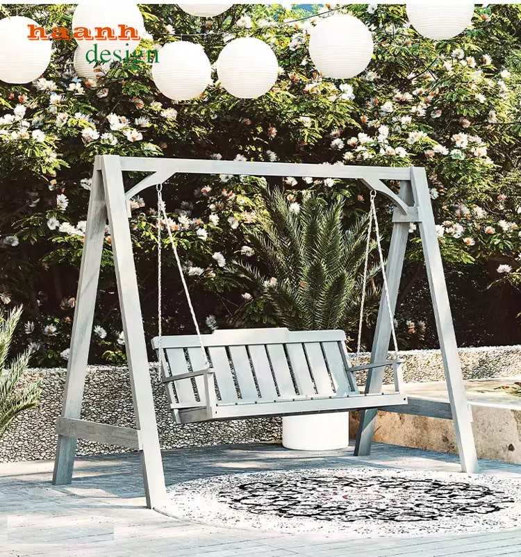 Xích đu sân vườn ngoài trời gỗ Teak