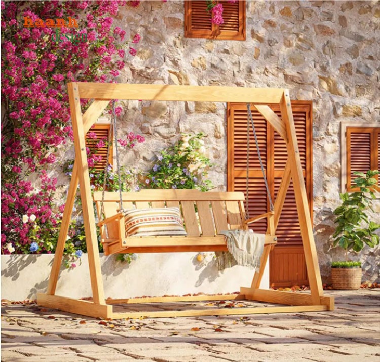 xích đu gỗ ngoài trời