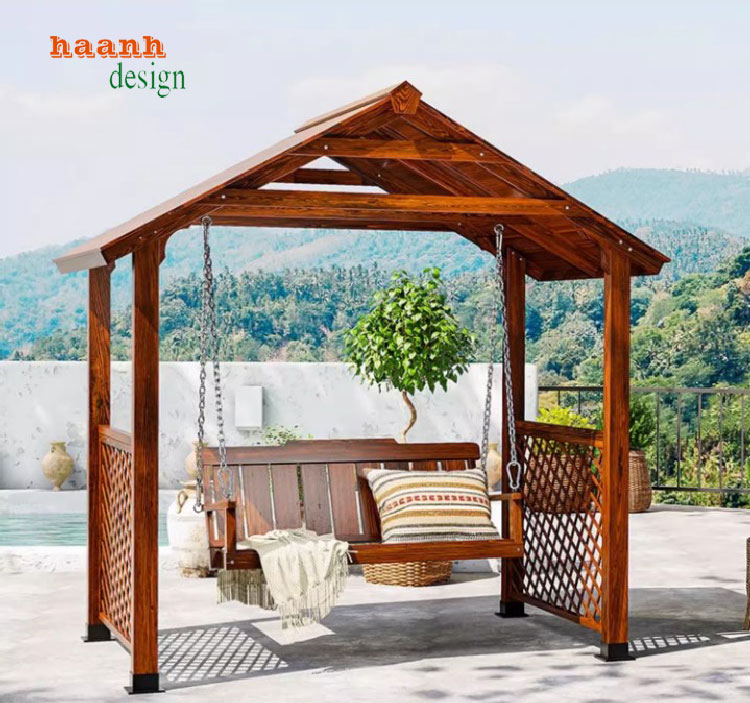 Xích đu gỗ ngoài trời