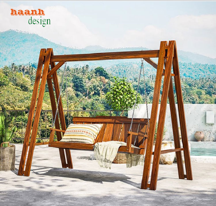 xích đu gỗ ngoài trời