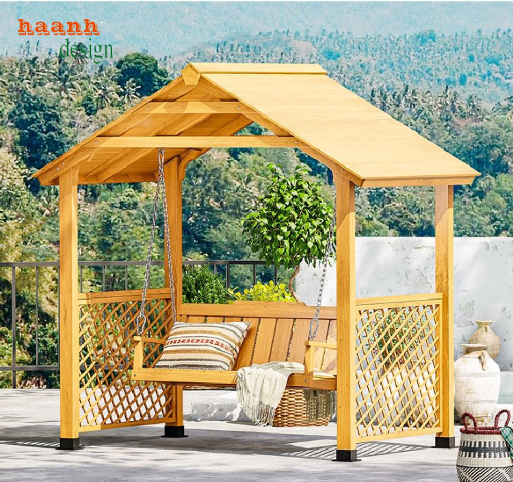 Xích đu gỗ ngoài trời