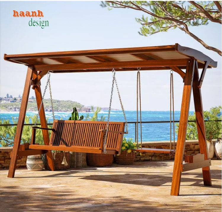 xích đu gỗ ngoài trời