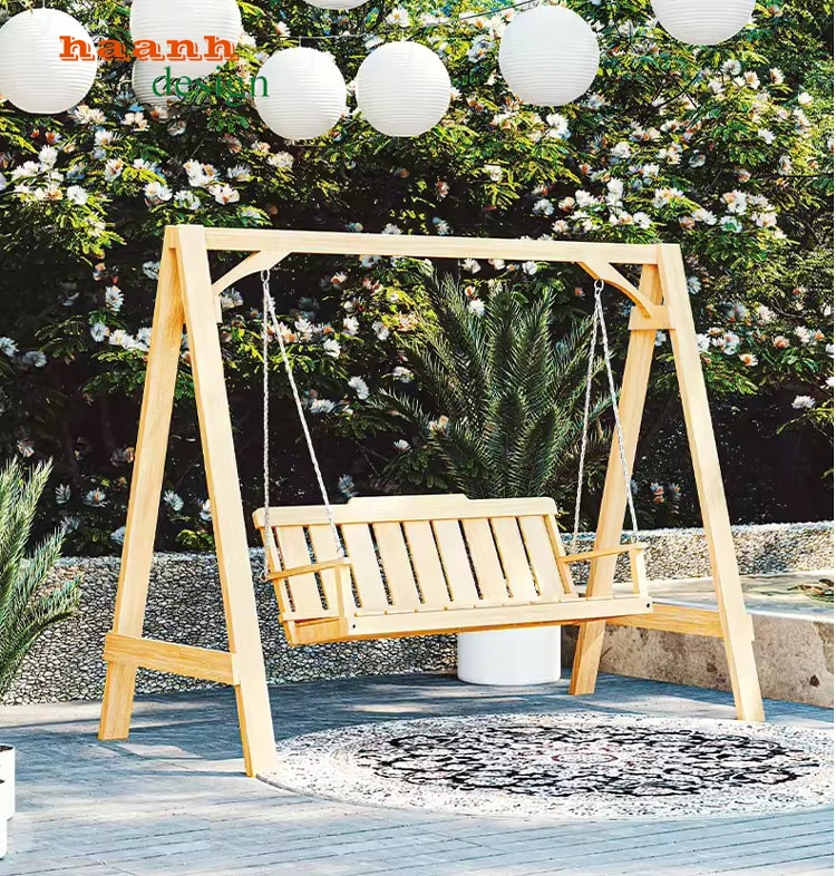 Xích đu sân vườn ngoài trời gỗ Teak