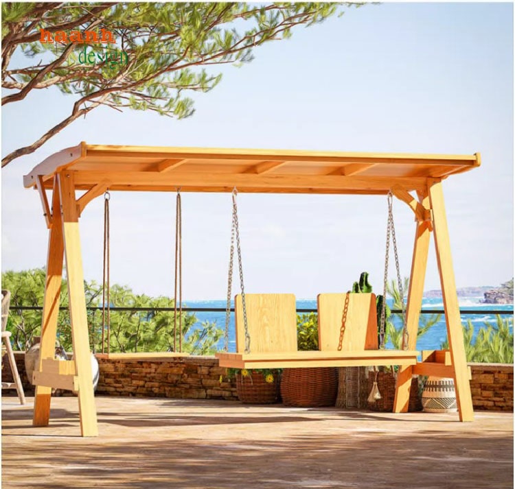 xích đu gỗ ngoài trời