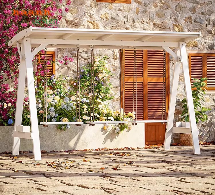 Xích đu gỗ sân vườn