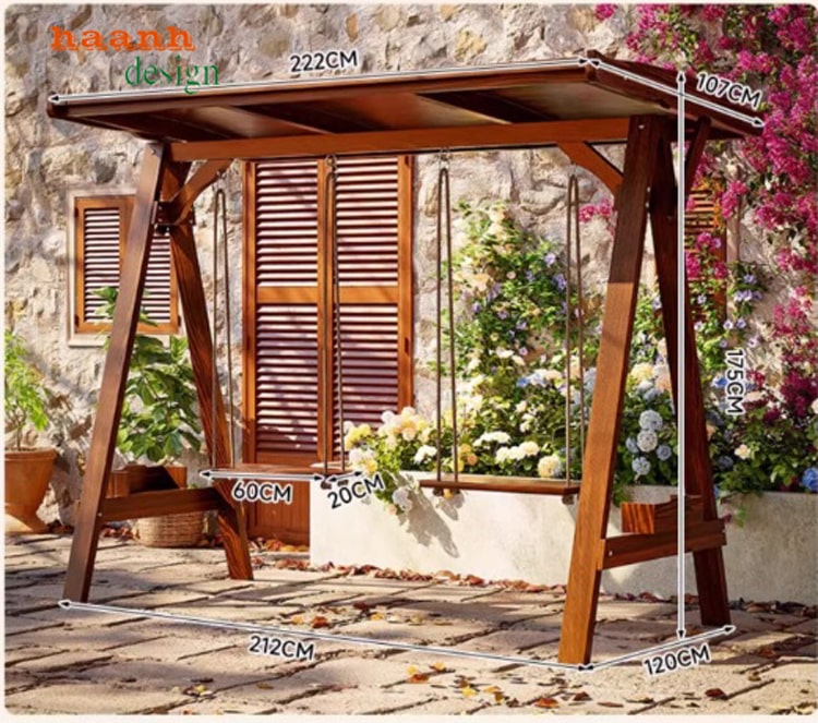 Xích đu gỗ sân vườn