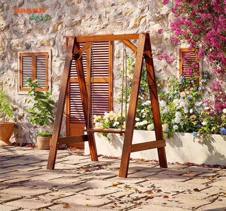 Xích đu gỗ sân vườn