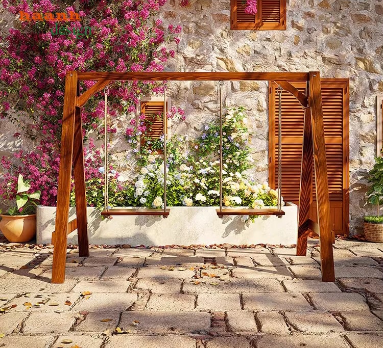 Xích đu gỗ sân vườn