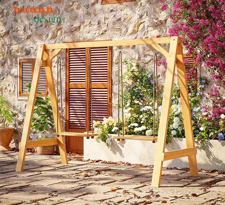 Xích đu gỗ sân vườn