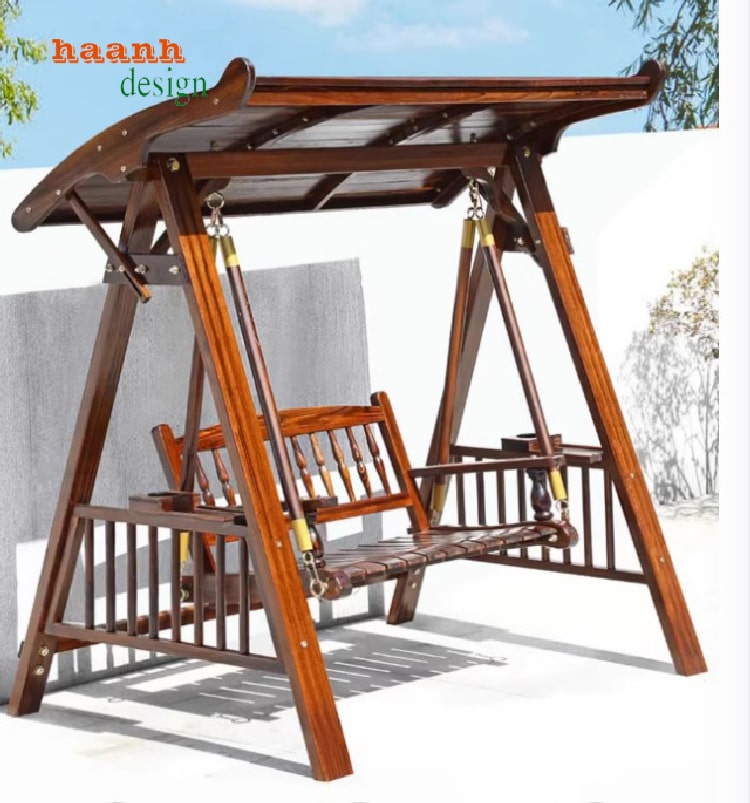 xích đu gỗ ngoài trời bằng gỗ teak tự nhiên cao cấp