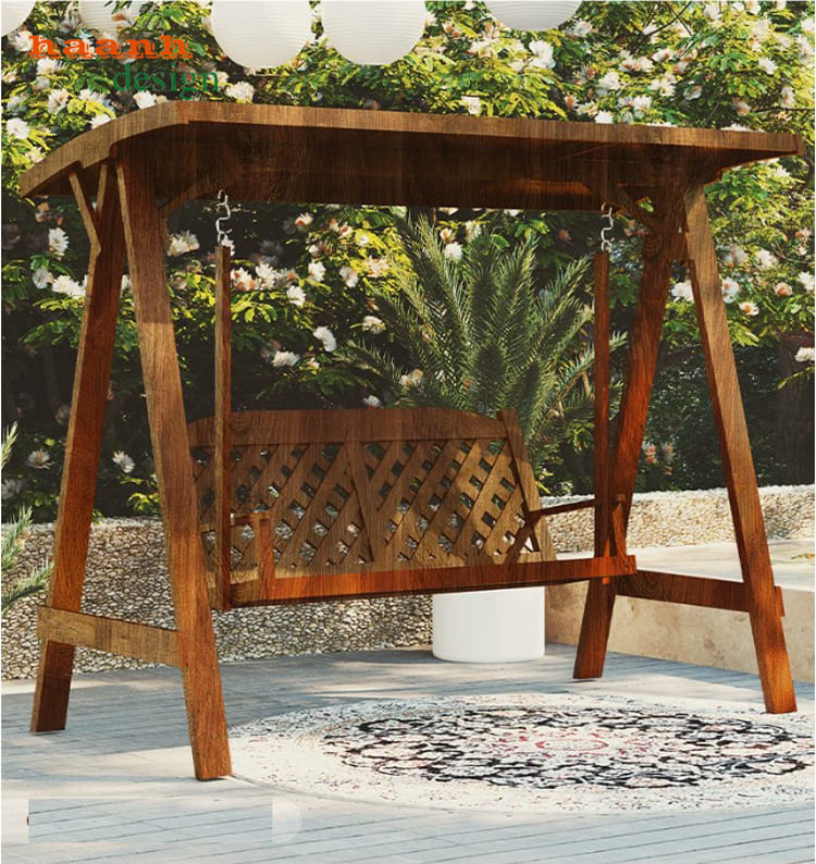 xích đu gỗ teak tự nhiên ngoài trời