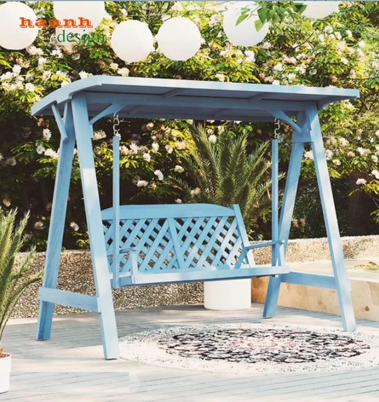xích đu gỗ teak tự nhiên ngoài trời