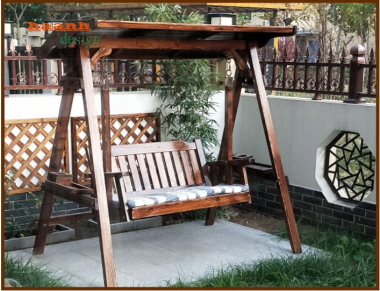 Xích đu gỗ tự nhiên ngoài trời