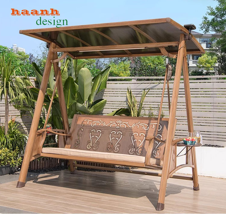 Xích đu ngoài trời gỗ Teak tự nhiên bền đẹp chất lượng. GNT 003