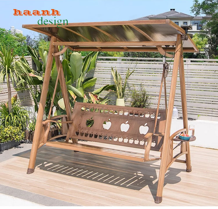 Xích đu ngoài trời gỗ Teak tự nhiên