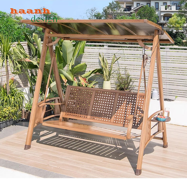 Xích đu ngoài trời gỗ Teak tự nhiên