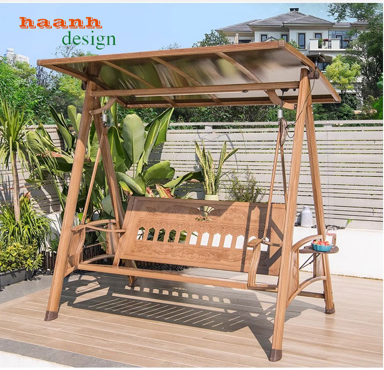 Xích đu ngoài trời gỗ Teak tự nhiên