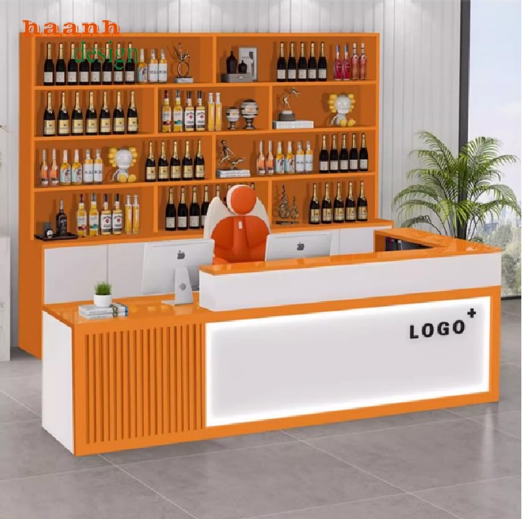 Bàn thu ngân bán hàng gỗ MDF chống ẩm với lớp sơn bệt cao cấp