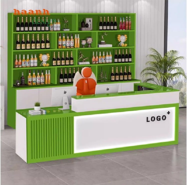 Kệ đặt máy POS và ngăn kéo tiền trong bàn thu ngân bán hàng
