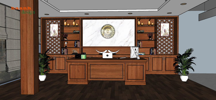 Thiết kế phòng lãnh đạo gỗ công nghiệp