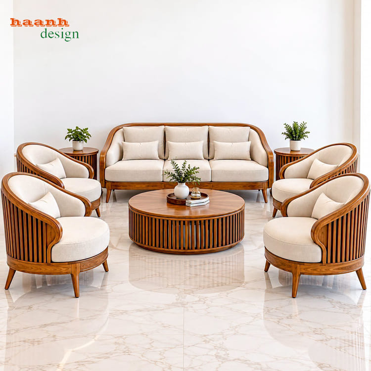 Bàn ghế sofa gỗ tự nhiên: Nên chọn chữ L hay bộ ghế rời?